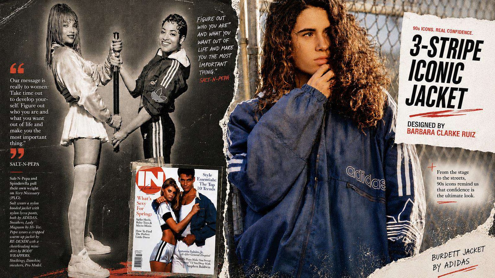 adidas — three-stripe Burdett jacket and editorial imagery